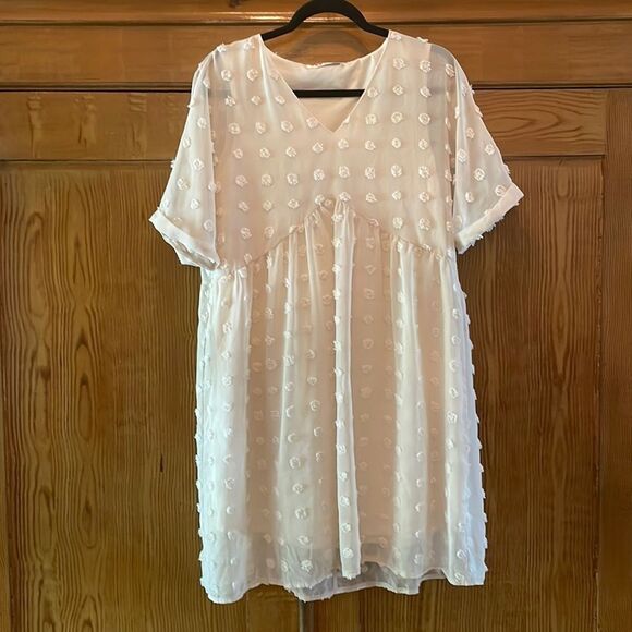 Ecowish Baby Doll Swiss Dot Mini Dress Medium - Picture 1 of 7